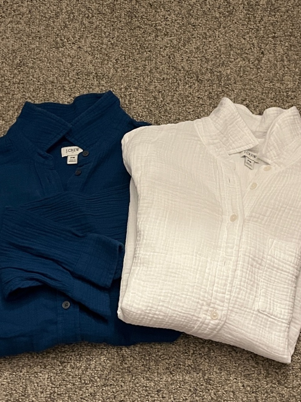 2 j.crew classic gauze long sleeve tops petite medium
